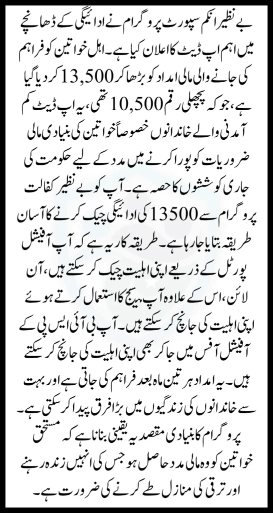 BISP Check Balance Online By CNIC 2025 And SMS Method For 13500 Payment New Update