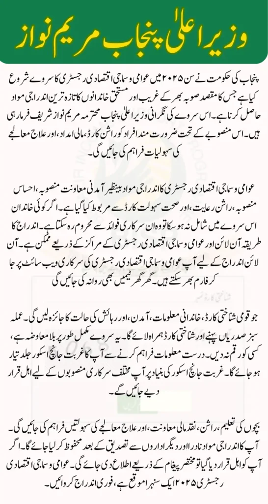 PSER Survey 2025 Punjab Apply Now for All Govt Punjab Schemes